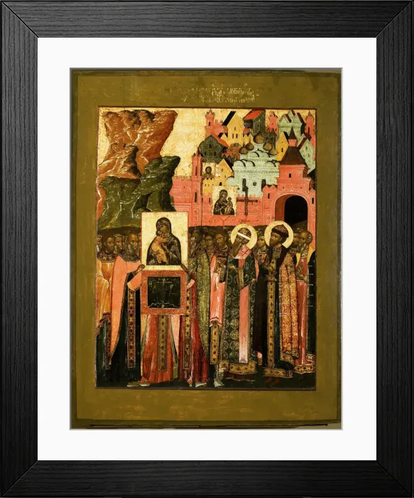 Framed Print : Arrival of the Icon of Our Lady of Vladimir in Moscow in 1395, Mid of 17th cen Artist: Russian icon Framed Print : Arrival of the Icon of Our Lady of Vladimir in Moscow in 1395, Mid of 17th cen Artist: Russian icon