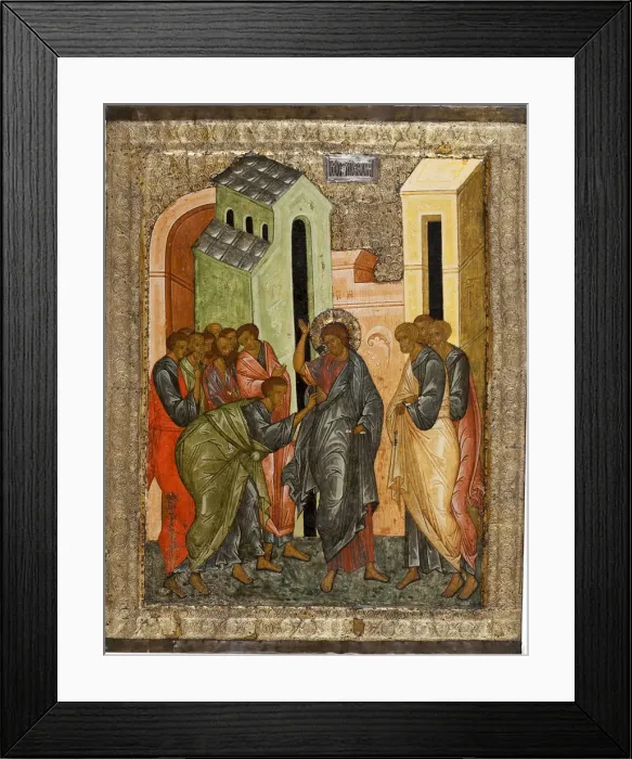Framed Print : The Incredulity of Saint Thomas, 1497. Artist: Russian icon Framed Print : The Incredulity of Saint Thomas, 1497. Artist: Russian icon
