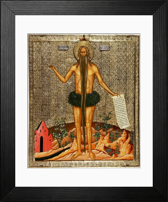 Framed Print : Saint Onuphrius, 1670s. Artist: Russian icon Framed Print : Saint Onuphrius, 1670s. Artist: Russian icon