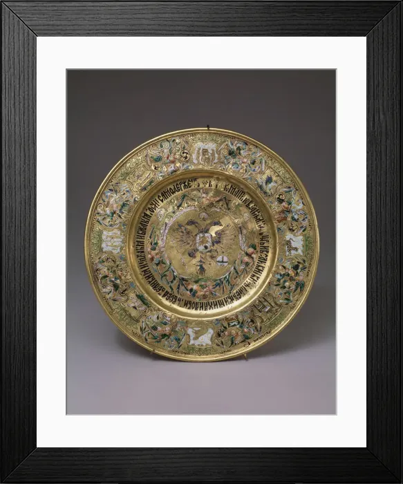 Framed Print : Plate of Tsar Alexei Mikhailovich, 1675. Artist: Russian master Framed Print : Plate of Tsar Alexei Mikhailovich, 1675. Artist: Russian master