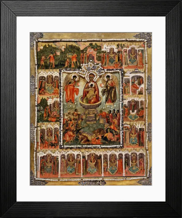 Framed Print : Theotokos Life-giving Spring, 1670. Artist: Ushakov, Simon (Pimen) Fyodorovich (1626-1686) Framed Print : Theotokos Life-giving Spring, 1670. Artist: Ushakov, Simon (Pimen) Fyodorovich (1626-1686)