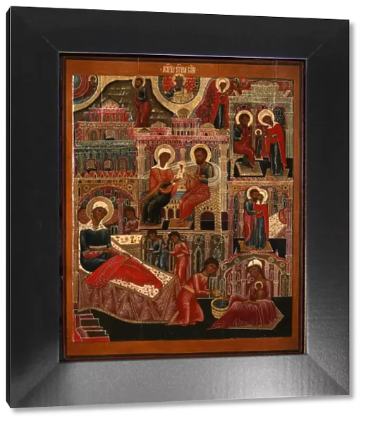 The Nativity of the Virgin, End of 17th cen Artist: Russian icon