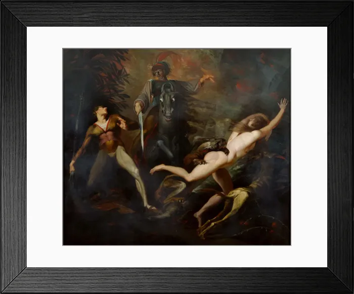 Framed Print : Theodore Meets in the Wood the Spectre of His Ancestor Guido Cavalcanti, ca. 1783. Artist: Fussli (Fuseli), Johann Heinrich (1741-1825) Framed Print : Theodore Meets in the Wood the Spectre of His Ancestor Guido Cavalcanti, ca. 1783. Artist: Fussli (Fuseli), Johann Heinrich (1741-1825)