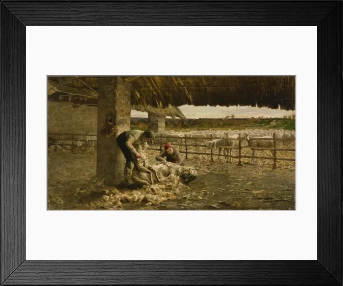 Framed Print : The Sheepshearing, 1883-1884. Artist: Segantini, Giovanni (1858-1899) Framed Print : The Sheepshearing, 1883-1884. Artist: Segantini, Giovanni (1858-1899)