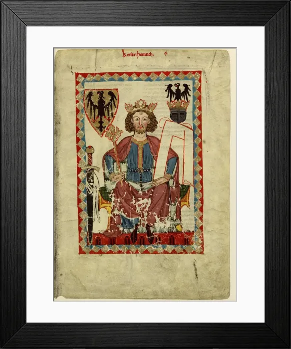 Framed Print : Henry VI (1165-1197), Holy Roman Emperor (From the Codex Manesse), Between 1305 and 1340. Artist: Anonymous Framed Print : Henry VI (1165-1197), Holy Roman Emperor (From the Codex Manesse), Between 1305 and 1340. Artist: Anonymous