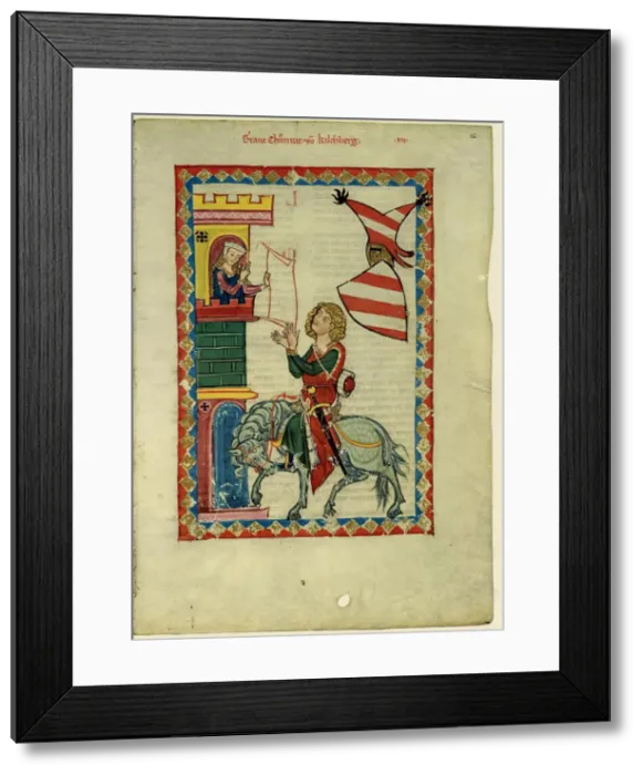 Framed Print : Count Konrad von Kirchberg (From the Codex Manesse), Between 1305 and 1340. Artist: Anonymous Framed Print : Count Konrad von Kirchberg (From the Codex Manesse), Between 1305 and 1340. Artist: Anonymous