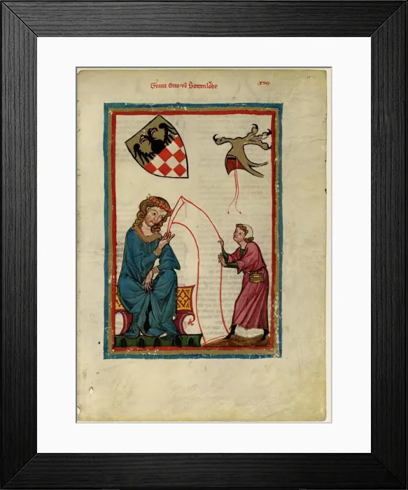 Framed Print : Count Otto von Botenlauben (From the Codex Manesse), Between 1305 and 1340. Artist: Anonymous Framed Print : Count Otto von Botenlauben (From the Codex Manesse), Between 1305 and 1340. Artist: Anonymous
