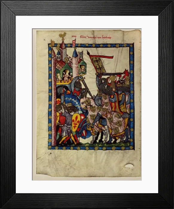 Framed Print : Count Wernher von Homberg (From the Codex Manesse), Between 1305 and 1340. Artist: Anonymous Framed Print : Count Wernher von Homberg (From the Codex Manesse), Between 1305 and 1340. Artist: Anonymous