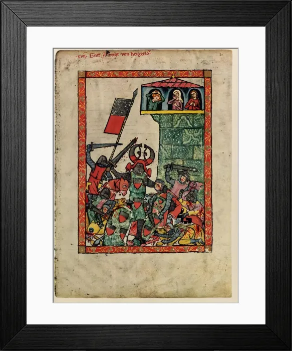 Framed Print : Count Albrecht II of Hohenberg (From the Codex Manesse), Between 1305 and 1340. Artist: Anonymous Framed Print : Count Albrecht II of Hohenberg (From the Codex Manesse), Between 1305 and 1340. Artist: Anonymous