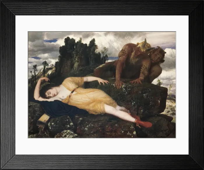 Framed Print : Sleeping Diana Watched by Two Fauns, 1877. Artist: Bocklin, Arnold (1827-1901) Framed Print : Sleeping Diana Watched by Two Fauns, 1877. Artist: Bocklin, Arnold (1827-1901)