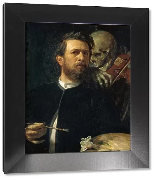 Self-portrait with Death Playing the Fiddle, 1872. Artist: Bocklin, Arnold (1827-1901)