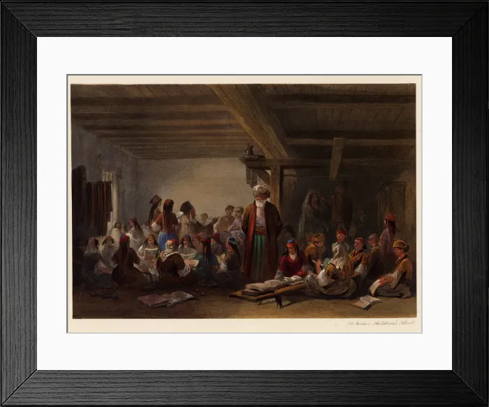 Framed Print : Crimean Tatars Childrens School, 1856. Artist: Bossoli, Carlo (1815-1884) Framed Print : Crimean Tatars Childrens School, 1856. Artist: Bossoli, Carlo (1815-1884)