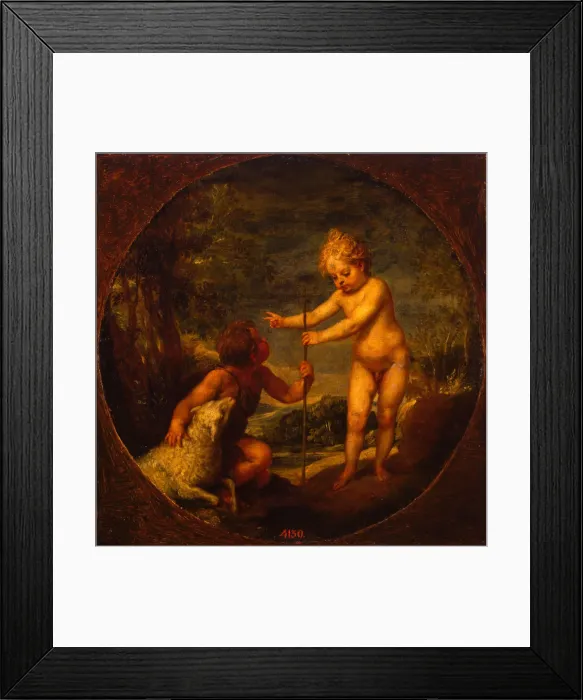 Framed Print : Christ and John the Baptist as Children, ca 1665. Artist: Cano, Alonso (1601-1667) Framed Print : Christ and John the Baptist as Children, ca 1665. Artist: Cano, Alonso (1601-1667)