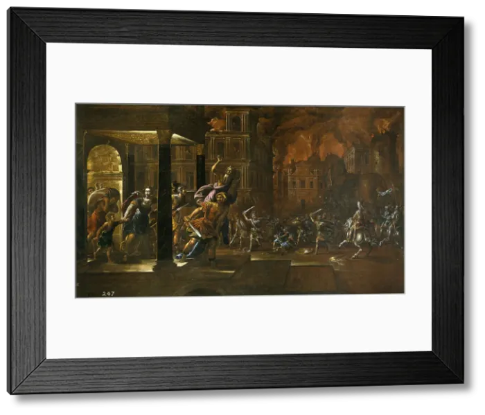 Framed Print : The Fire of Troy, Mid of 17th cen Artist: Corte, Juan de la (1585-1662) Framed Print : The Fire of Troy, Mid of 17th cen Artist: Corte, Juan de la (1585-1662)