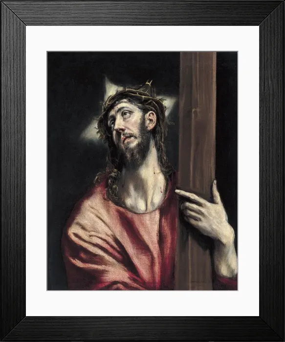 Framed Print : Christ with the Cross, ca. 1587-1596. Artist: El Greco, Dominico (1541-1614) Framed Print : Christ with the Cross, ca. 1587-1596. Artist: El Greco, Dominico (1541-1614)