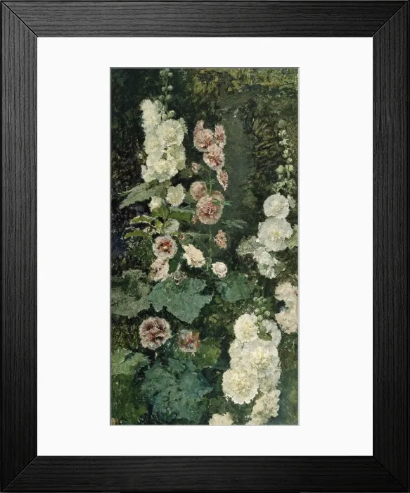 Framed Print : Hollyhocks, 1872. Artist: Fortuny, Maria (1838-1874) Framed Print : Hollyhocks, 1872. Artist: Fortuny, Maria (1838-1874)