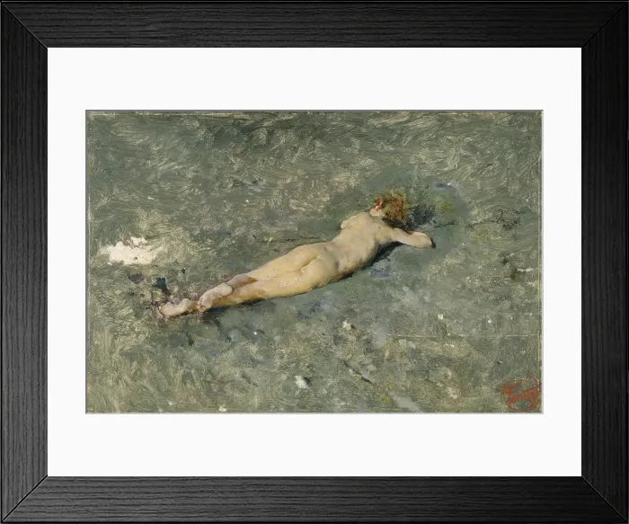 Framed Print : Nude on the Beach at Portici, 1874. Artist: Fortuny, Maria (1838-1874) Framed Print : Nude on the Beach at Portici, 1874. Artist: Fortuny, Maria (1838-1874)