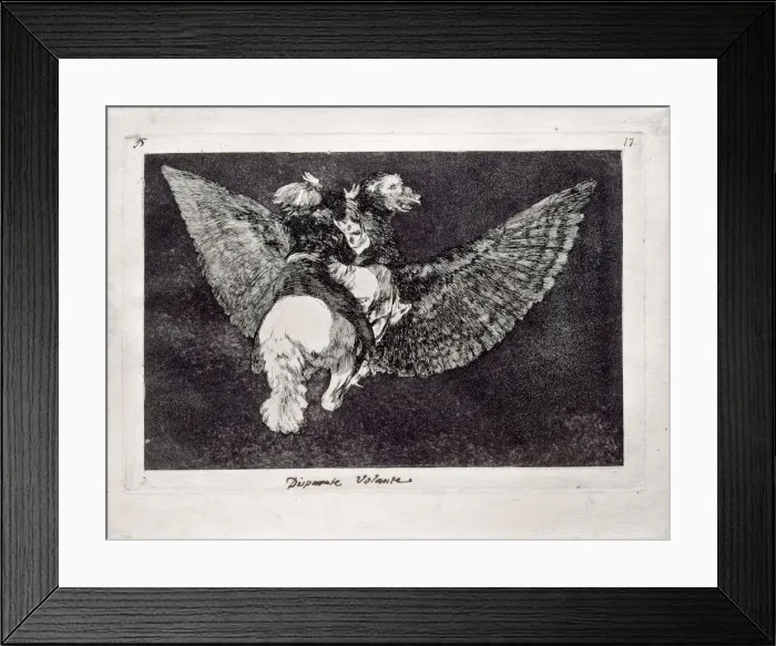 Framed Print : Flying Folly (from the series Los Disparates (Follies), 1815-1819. Artist: Goya, Francisco, de (1746-1828) Framed Print : Flying Folly (from the series Los Disparates (Follies), 1815-1819. Artist: Goya, Francisco, de (1746-1828)
