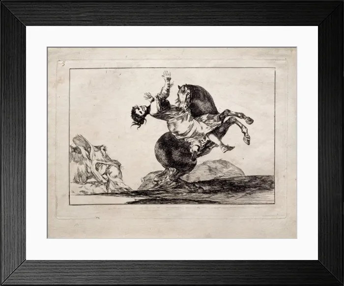 Framed Print : The Horse-Abductor (from the series Los Disparates (Follies), 1815-1819. Artist: Goya, Francisco, de (1746-1828) Framed Print : The Horse-Abductor (from the series Los Disparates (Follies), 1815-1819. Artist: Goya, Francisco, de (1746-1828)
