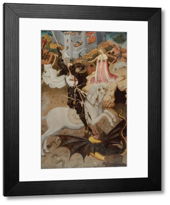 Framed Print : Saint George Killing the Dragon, 1434-1435. Artist: Martorell, Bernat, the Elder (1390-1452) Framed Print : Saint George Killing the Dragon, 1434-1435. Artist: Martorell, Bernat, the Elder (1390-1452)