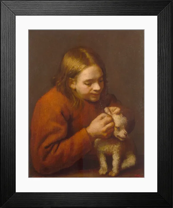 Framed Print : Boy Looking for Fleas on a Dog, 1650. Artist: Nunez de Villavicencio, Pedro (1635-1700) Framed Print : Boy Looking for Fleas on a Dog, 1650. Artist: Nunez de Villavicencio, Pedro (1635-1700)