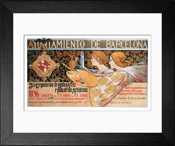 Framed Print : Exposicion de Bellas Artes e Industrias Artisticas, 1896. Artist: Riquer Inglada, Alejandro de (1856-1920) Framed Print : Exposicion de Bellas Artes e Industrias Artisticas, 1896. Artist: Riquer Inglada, Alejandro de (1856-1920)