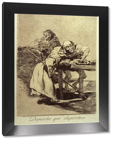 Despacha Que Dispiertan (Be quick, they are waking up), plate 78 from Los Caprichos, 1799. Artist: Goya, Francisco, de (1746-1828)