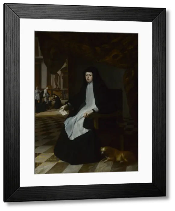 Framed Print : Queen Mariana of Spain in Mourning, 1666. Artist: Martinez del Mazo, Juan Bautista (1605-1667) Framed Print : Queen Mariana of Spain in Mourning, 1666. Artist: Martinez del Mazo, Juan Bautista (1605-1667)