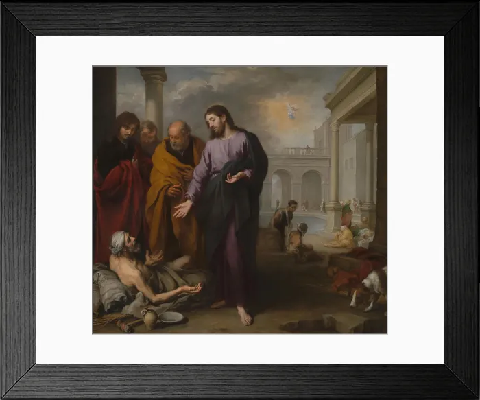 Framed Print : Christ healing the Paralytic at the Pool of Bethesda, 1667-1670. Artist: Murillo, Bartolome Esteban (1617-1682) Framed Print : Christ healing the Paralytic at the Pool of Bethesda, 1667-1670. Artist: Murillo, Bartolome Esteban (1617-1682)