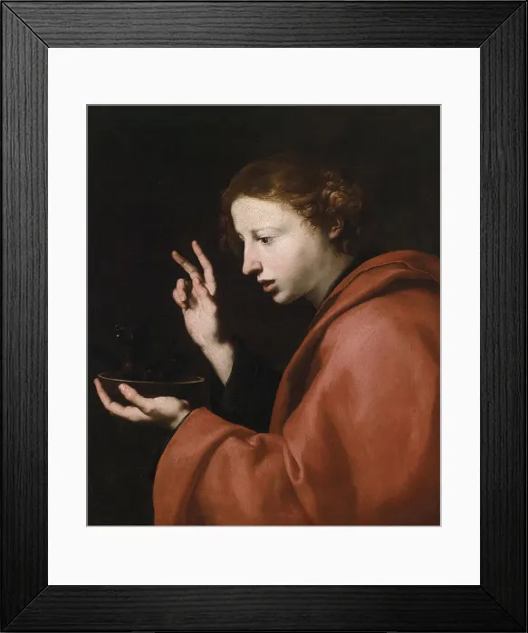 Framed Print : Saint John the Evangelist. Artist: Ribera, Jose, de (1591-1652) Framed Print : Saint John the Evangelist. Artist: Ribera, Jose, de (1591-1652)