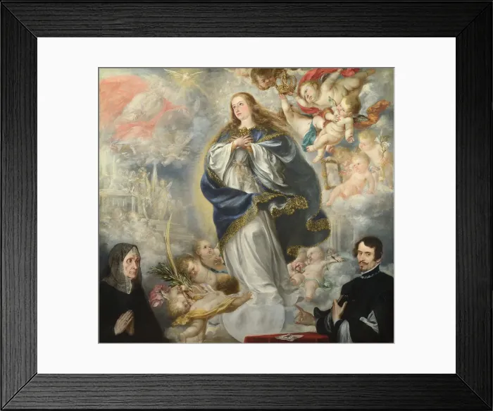 Framed Print : The Immaculate Conception with Two Donors, ca 1661. Artist: Valdes Leal, Juan de (1622-1690) Framed Print : The Immaculate Conception with Two Donors, ca 1661. Artist: Valdes Leal, Juan de (1622-1690)