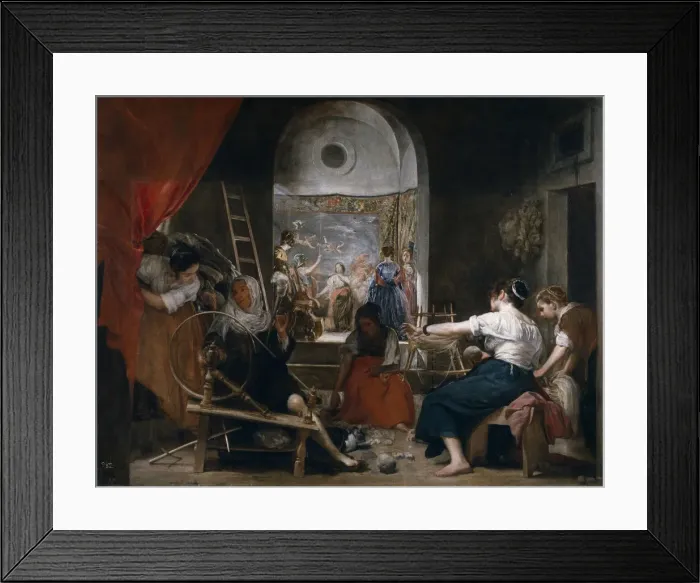 Framed Print : The Fable of Arachne (Las Hilanderas), c. 1657?1658. Artist: Velazquez, Diego (1599-1660) Framed Print : The Fable of Arachne (Las Hilanderas), c. 1657?1658. Artist: Velazquez, Diego (1599-1660)