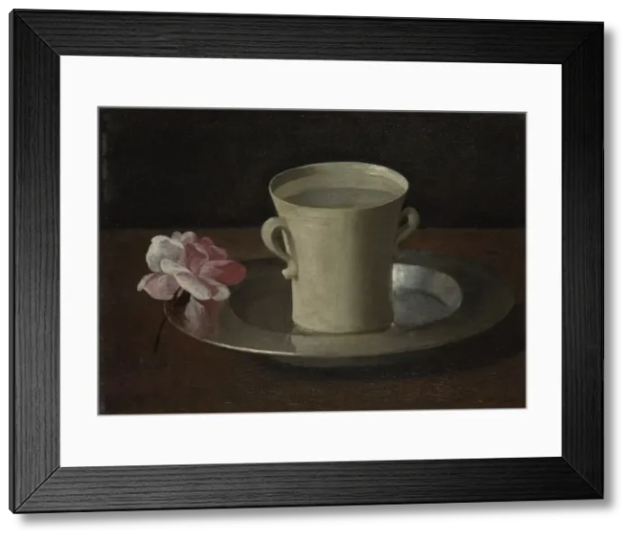 Framed Print : A Cup of Water and a Rose, c. 1630. Artist: Zurbaran, Francisco, de (1598-1664) Framed Print : A Cup of Water and a Rose, c. 1630. Artist: Zurbaran, Francisco, de (1598-1664)