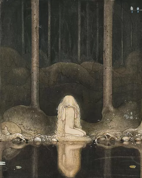 Princess Tuvstarr is still sitting there wistfully looking into the water, 1913. Artist: Bauer, John (1882-1918)