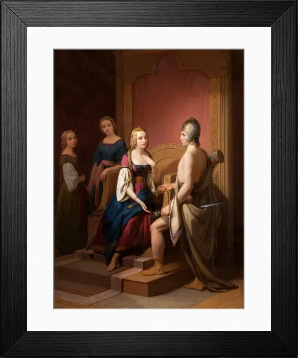 Framed Print : Heimdall returns the Brisingamen to Freya, 1846. Artist: Blommer, Nils Jakob (1816-1853) Framed Print : Heimdall returns the Brisingamen to Freya, 1846. Artist: Blommer, Nils Jakob (1816-1853)