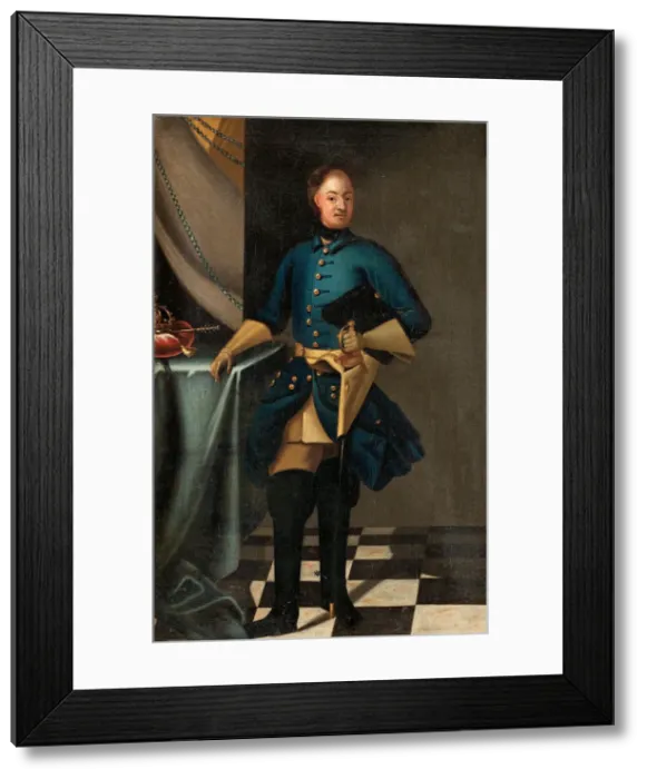 Framed Print : Portrait of the King Charles XII of Sweden (1682-1718), c. 1716. Artist: Krafft, David, von (1655-1724) Framed Print : Portrait of the King Charles XII of Sweden (1682-1718), c. 1716. Artist: Krafft, David, von (1655-1724)