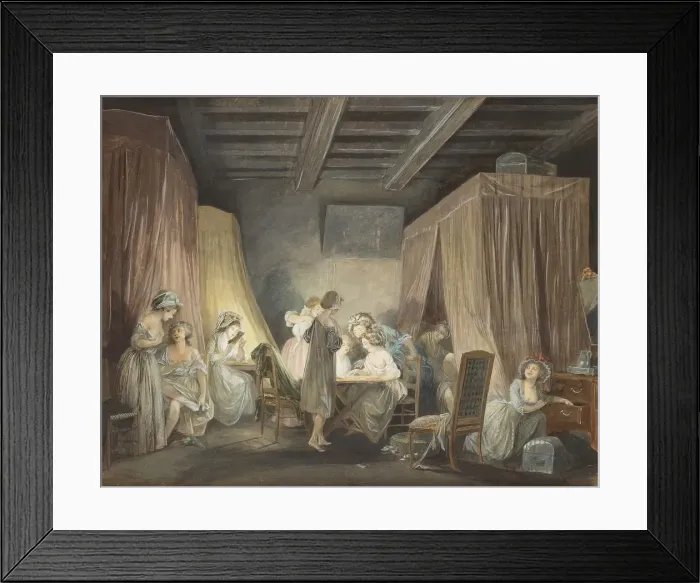 Framed Print : Le Coucher des Ouvrieres en Modes, 1788. Artist: Lafrensen, Niclas (1737-1807) Framed Print : Le Coucher des Ouvrieres en Modes, 1788. Artist: Lafrensen, Niclas (1737-1807)