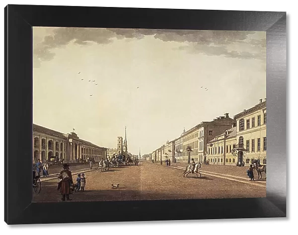 View of Nevsky Prospekt near the Gostiny Dvor in Saint Petersburg, 1799. Artist: Paterssen, Benjamin (1748-1815)