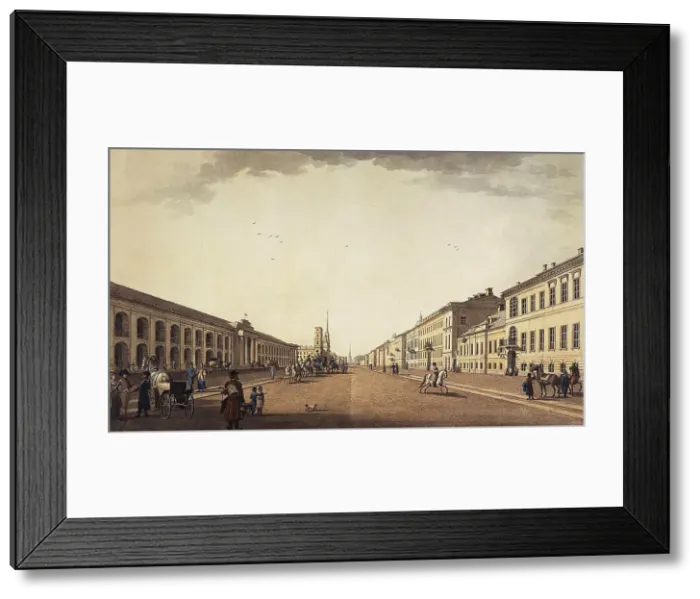 Framed Print : View of Nevsky Prospekt near the Gostiny Dvor in Saint Petersburg, 1799. Artist: Paterssen, Benjamin (1748-1815) Framed Print : View of Nevsky Prospekt near the Gostiny Dvor in Saint Petersburg, 1799. Artist: Paterssen, Benjamin (1748-1815)