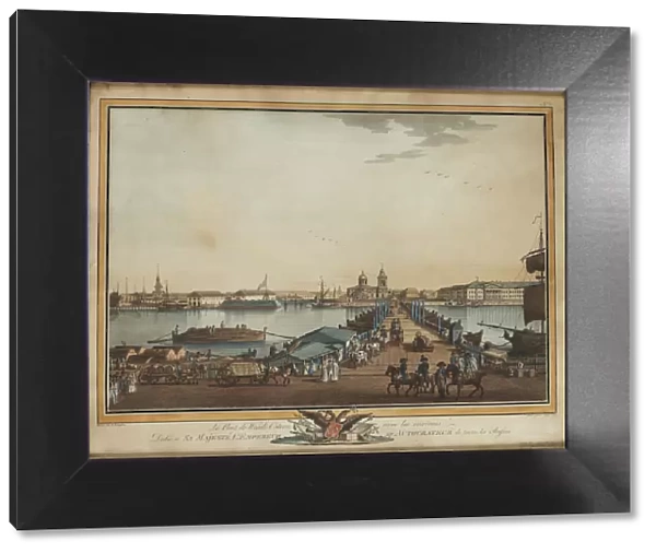 The Exchange Bridge at the Vasilievsky Island, 1799. Artist: Paterssen, Benjamin (1748-1815)