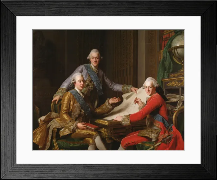 Framed Print : King Gustav III of Sweden and his Brothers, 1771. Artist: Roslin, Alexander (1718-1793) Framed Print : King Gustav III of Sweden and his Brothers, 1771. Artist: Roslin, Alexander (1718-1793)