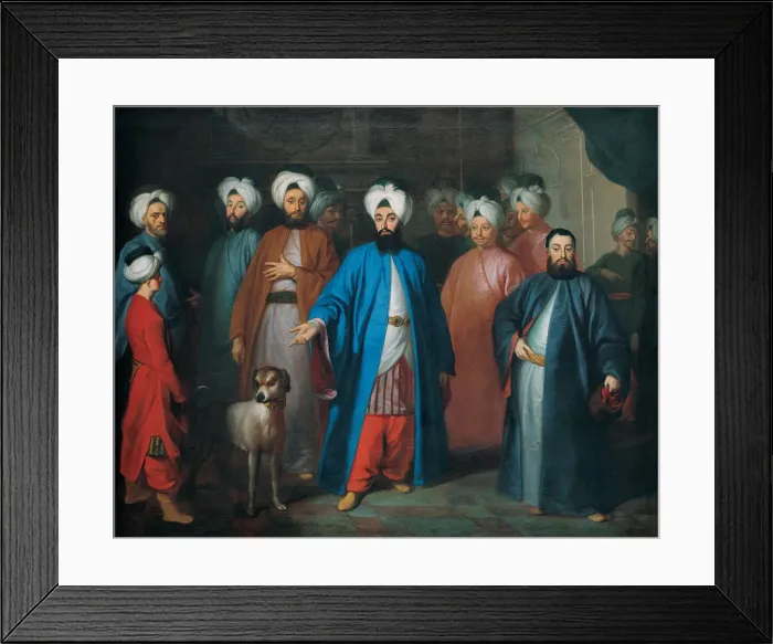Framed Print : Mehmed Said Efendi and his Retinue, 1740s. Artist: Schroeder, Georg Engelhard (1684-1750) Framed Print : Mehmed Said Efendi and his Retinue, 1740s. Artist: Schroeder, Georg Engelhard (1684-1750)