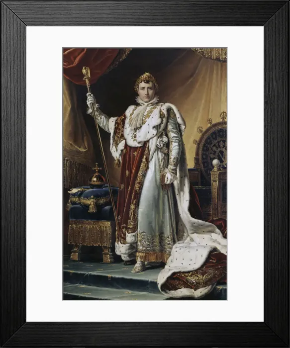 Framed Print : Portrait of Emperor Napoleon I Bonaparte (1769-1821) in his Coronation Robes, ca 1804. Artist: Gerard, Francois Pascal Simon (1770-1837) Framed Print : Portrait of Emperor Napoleon I Bonaparte (1769-1821) in his Coronation Robes, ca 1804. Artist: Gerard, Francois Pascal Simon (1770-1837)