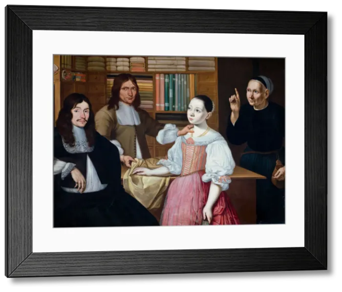 Framed Print : In the Drapers Shop, 1670. Artist: Bloemen, Adriaen van (active 1654-1694) Framed Print : In the Drapers Shop, 1670. Artist: Bloemen, Adriaen van (active 1654-1694)