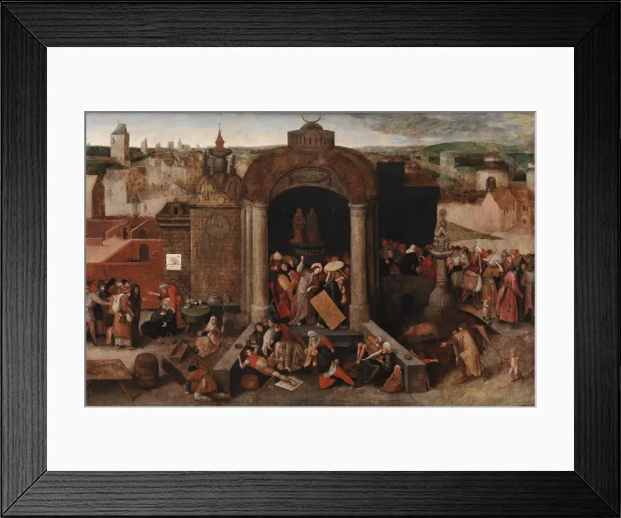 Framed Print : Christ Driving the Traders from the Temple, after 1569. Artist: Bruegel (Brueghel), Pieter, the Elder (ca 1525-1569) Framed Print : Christ Driving the Traders from the Temple, after 1569. Artist: Bruegel (Brueghel), Pieter, the Elder (ca 1525-1569)