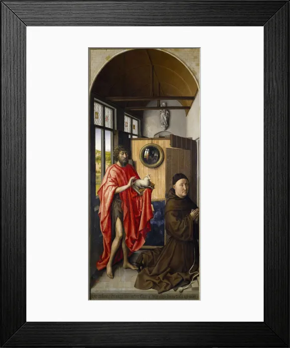 Framed Print : Saint John the Baptist and the Franciscan Heinrich von Werl, 1437. Artist: Campin, Robert (ca. 1375-1444) Framed Print : Saint John the Baptist and the Franciscan Heinrich von Werl, 1437. Artist: Campin, Robert (ca. 1375-1444)