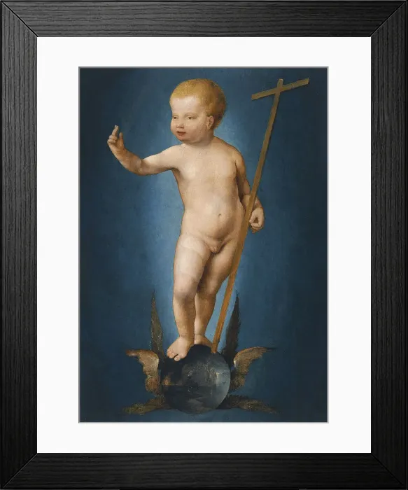 Framed Print : The Infant Christ on the Orb of the World, ca 1530. Artist: Cleve, Joos, van (ca. 1485-1540) Framed Print : The Infant Christ on the Orb of the World, ca 1530. Artist: Cleve, Joos, van (ca. 1485-1540)
