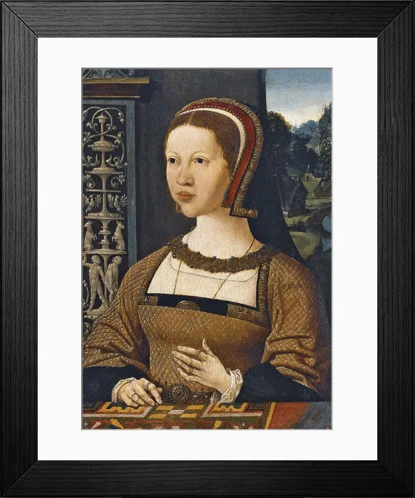 Framed Print : Portrait of Isabella of Austria, Queen of Denmark, ca 1524. Artist: Cornelisz van Oostsanen, Jacob (ca. 1470-1533) Framed Print : Portrait of Isabella of Austria, Queen of Denmark, ca 1524. Artist: Cornelisz van Oostsanen, Jacob (ca. 1470-1533)
