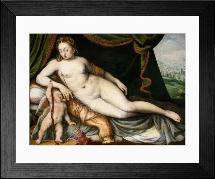 Framed Print : Venus and Cupid. Artist: Floris, Frans, the Elder (1519-1570) Framed Print : Venus and Cupid. Artist: Floris, Frans, the Elder (1519-1570)