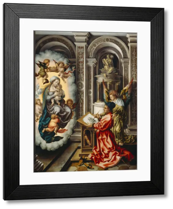 Framed Print : Saint Luke Painting the Madonna, c. 1520. Artist: Gossaert, Jan (ca. 1478-1532) Framed Print : Saint Luke Painting the Madonna, c. 1520. Artist: Gossaert, Jan (ca. 1478-1532)